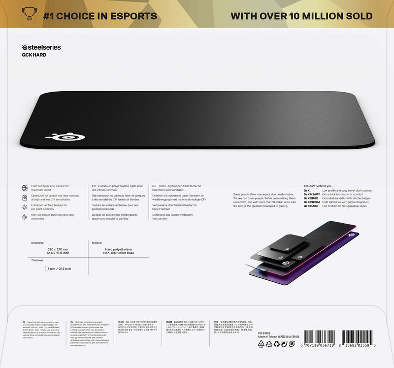 SteelSeries 63821 QcK Gaming Surface - Medium Hard - Minimal Friction - Pinpoint Accuracy , Black