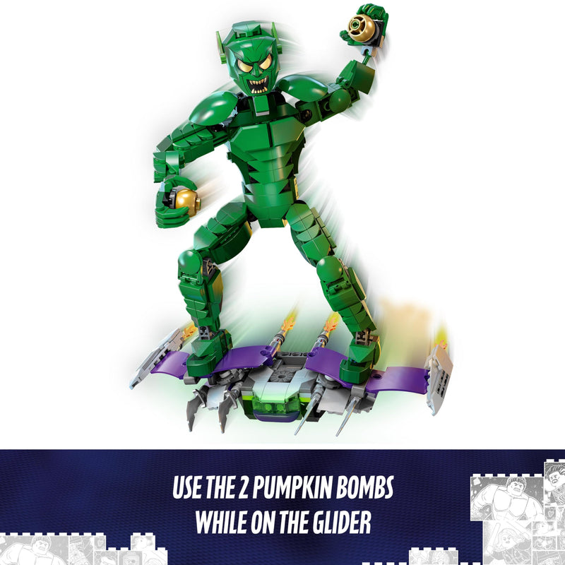 LEGO Marvel Green Goblin Construction Figure, Posable Super Villain Building Toy for 8 Plus Year Old Kids, Boys & Girls, with Glider and Pumpkin Bombs, Super-Hero Gift Idea 76284