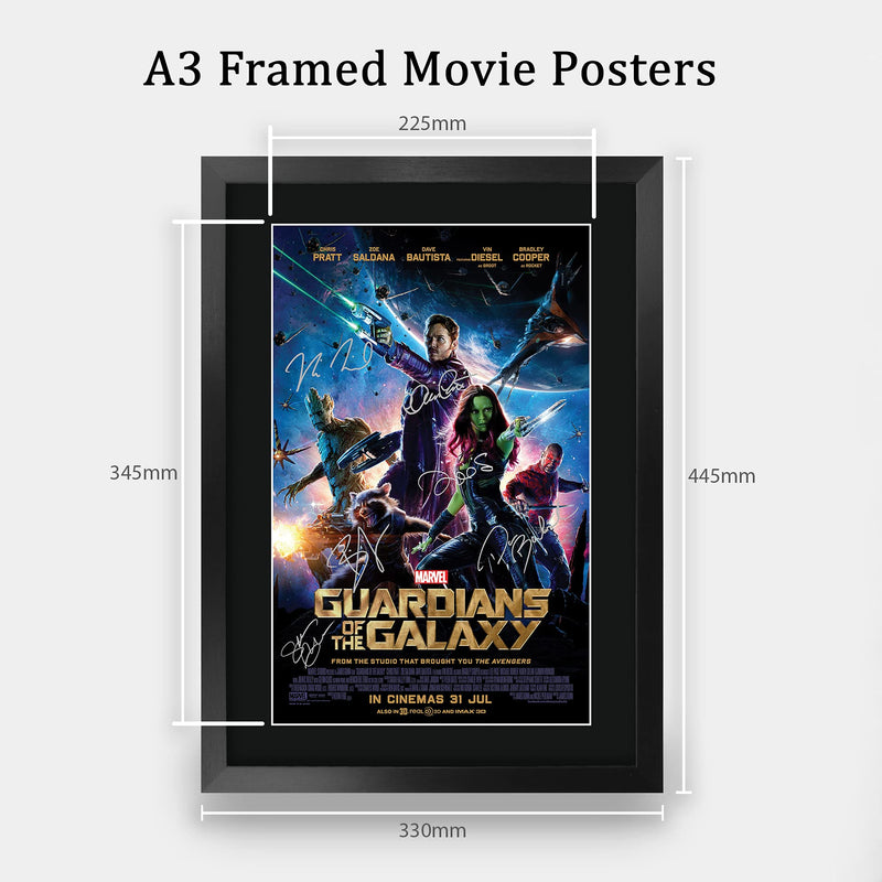 HWC Trading A3 FR Guardians of The Galaxy 1 Chris Pratt and Cast Gifts Printed Poster Signed Autograph Picture for Movie Memorabilia Fans - A3 Framed