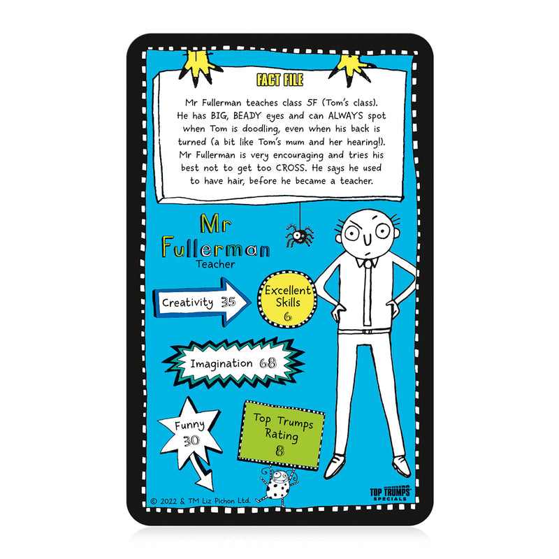 Tom Gates Top Trumps Card Game, Enter the musical world of Tom Gates and battle it out with Rooster, Indrani, Leroy and many more, for ages 8 plus