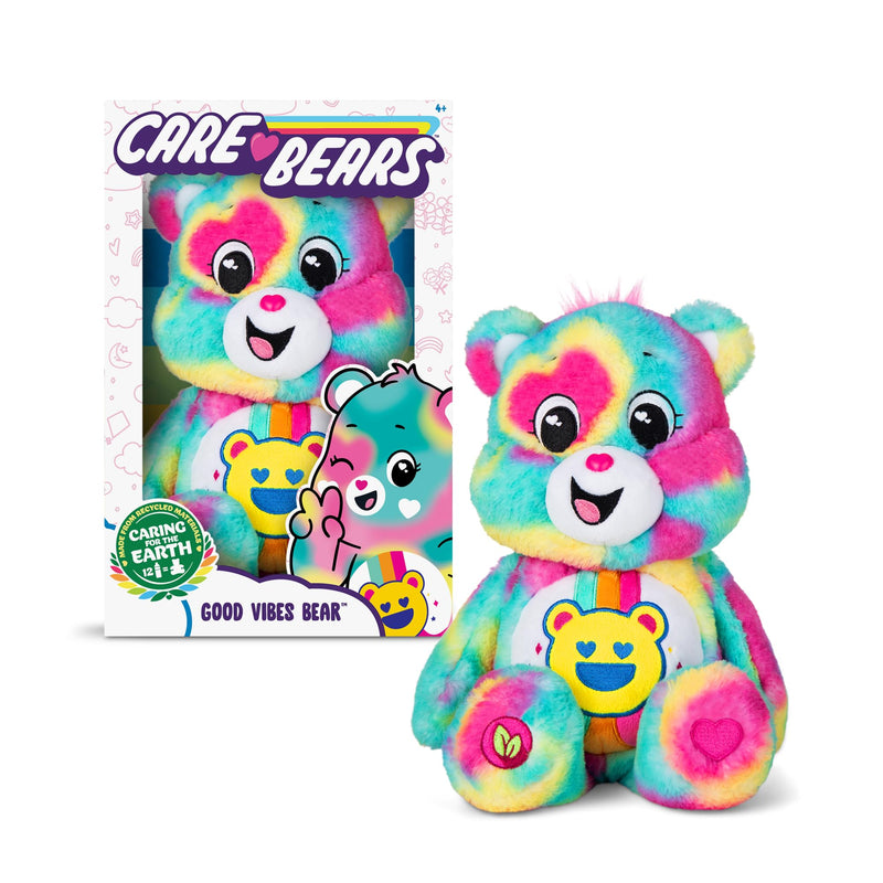 Care Bears , Good Vibes Bear 35cm Medium Plush , Eco Friendly, Collectable Cuddly Toys for Children, Soft Toys for Girls Boys, Cute Teddies Suitable for Girls and Boys Ages 4+ , Basic Fun 22684