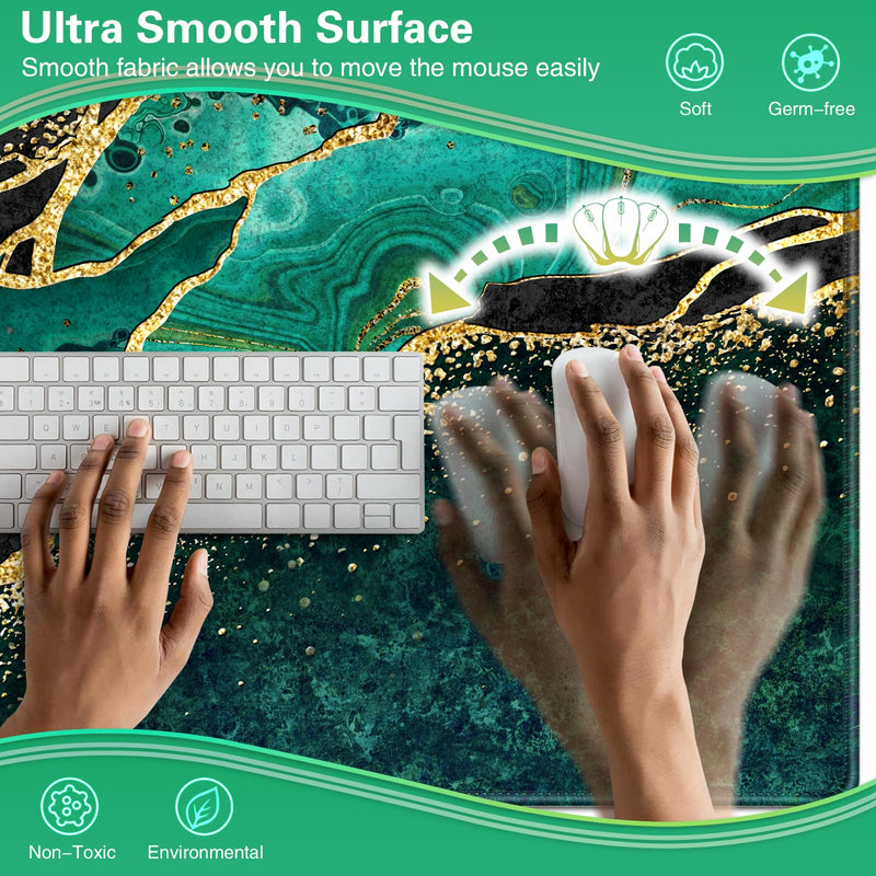 Acezeek Large Mouse Mat,Gaming Mouse Pad,900X400mm(35.4X15.7in) XXL Mousepad,Desk Protector Mat with Anti-Slip Base,Waterproof&Durable Mousemat for Gaming,Office,Home(Dark Green Marble)