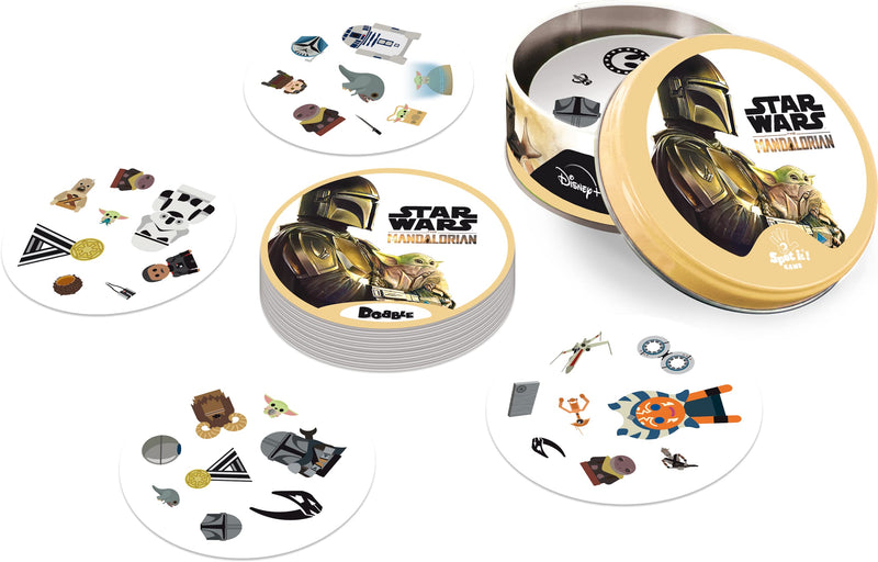 Asmodee | Dobble Star Wars Mandalorian | Card Game | Ages 6+ | 2-8 Players | 15 Minutes Playing Time