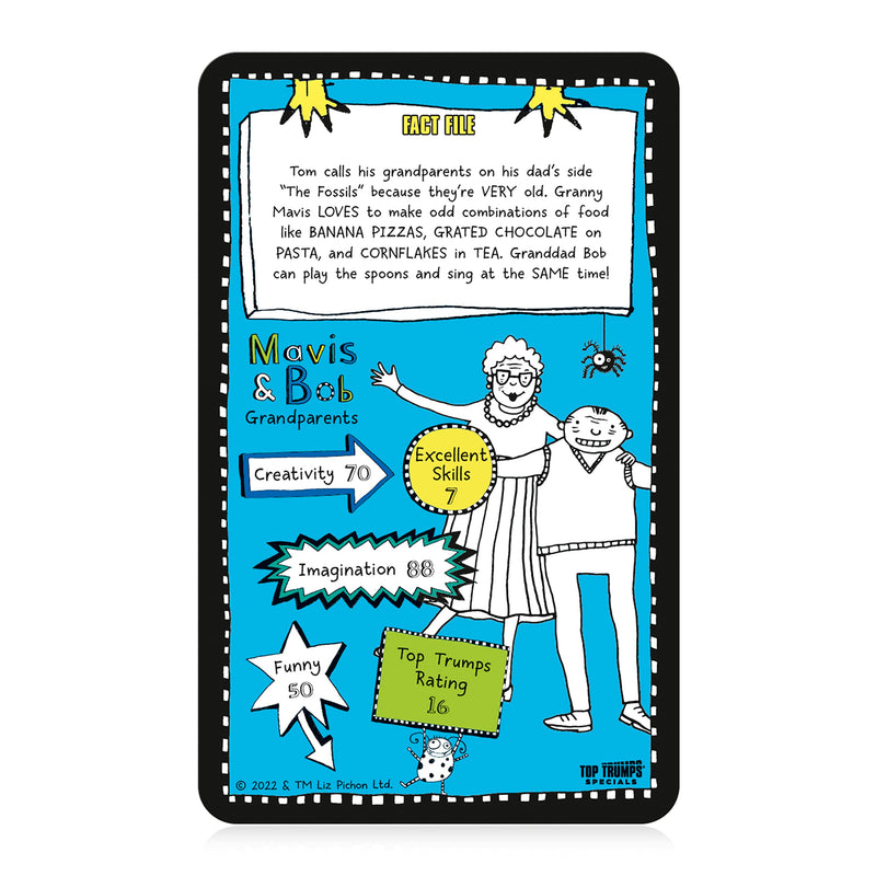 Tom Gates Top Trumps Card Game, Enter the musical world of Tom Gates and battle it out with Rooster, Indrani, Leroy and many more, for ages 8 plus