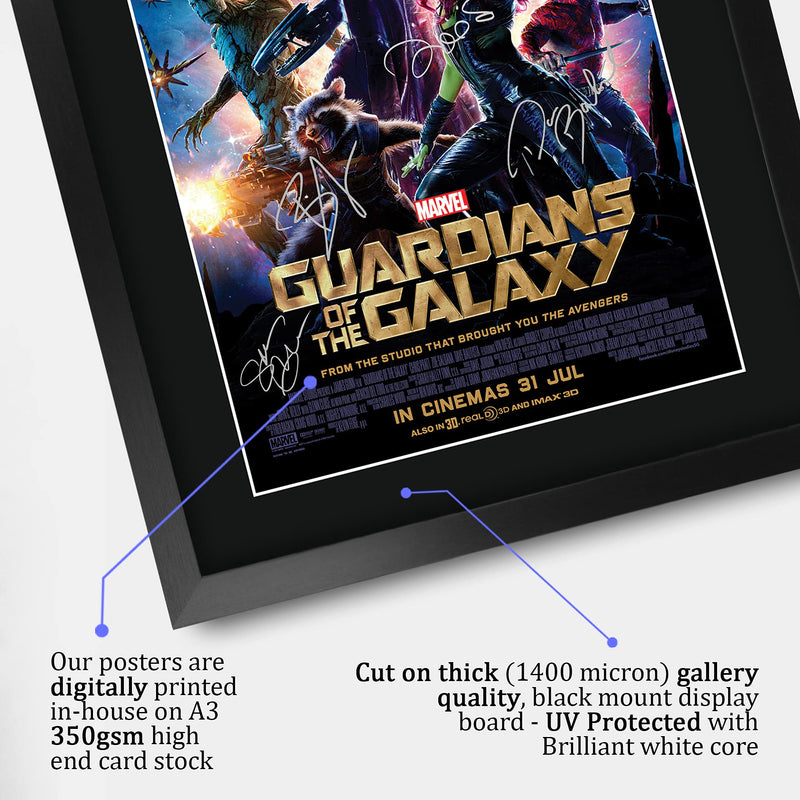 HWC Trading A3 FR Guardians of The Galaxy 1 Chris Pratt and Cast Gifts Printed Poster Signed Autograph Picture for Movie Memorabilia Fans - A3 Framed