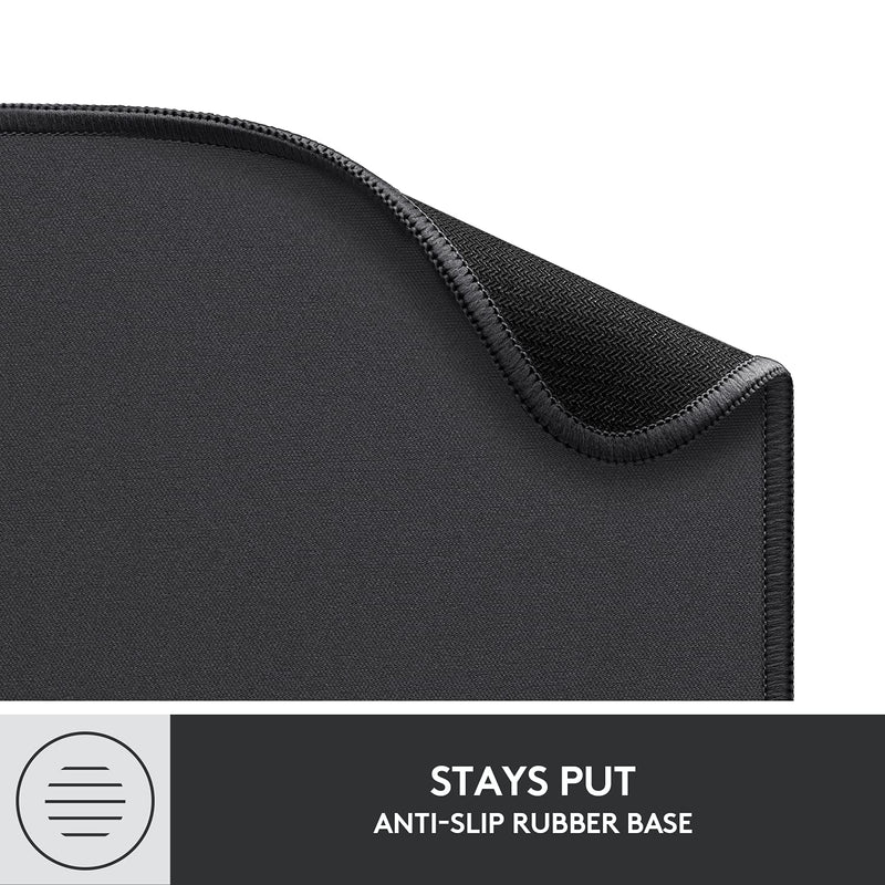 Logitech Mouse Pad - Studio Series, Computer Mouse Mat with Anti-Slip Rubber Base, Easy Gliding, Spill-Resistant Surface, Durable Materials, Portable, in a Fresh Modern Design, Graphite