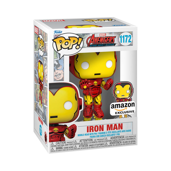 Funko Pop! Marvel: A60- Comic Iron Man With Enamel Pin - Marvel Comics - Amazon Exclusive - Collectable Vinyl Figure - Gift Idea - Official Merchandise - Toys for Kids & Adults - Movies Fans