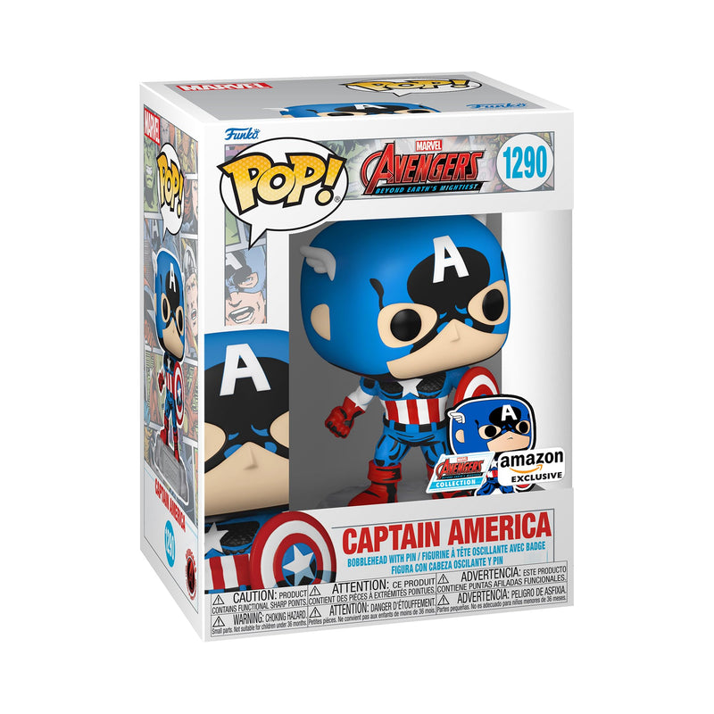 Funko POP! Marvel: A60- Comic Captain America With Enamel Pin - Marvel Comics - Amazon Exclusive - Collectable Vinyl Figure - Gift Idea - Official Merchandise - Toys for Kids & Adults