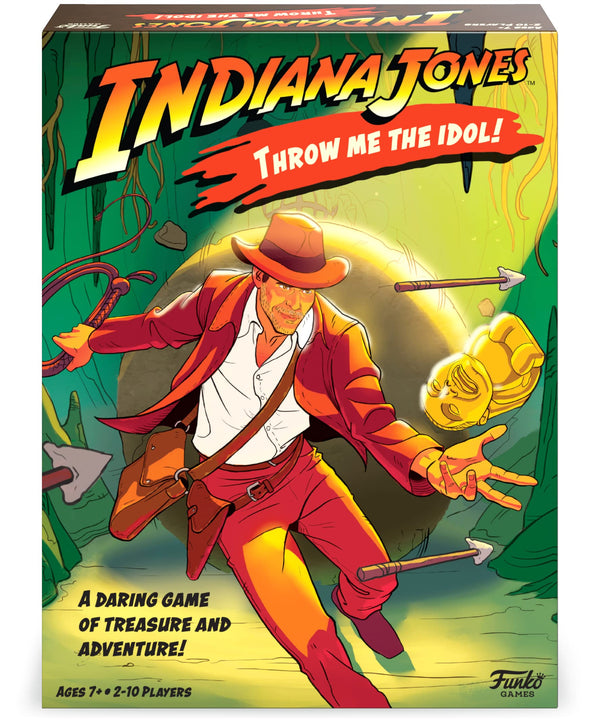 Funko Games Indiana Jones Throw Me The Idol Game - Raiders Of The Lost Ark - Light Strategy Board Game For Children & Adults (Ages 10+) - 2-4 Players - Collectable Vinyl Figure - Gift Idea