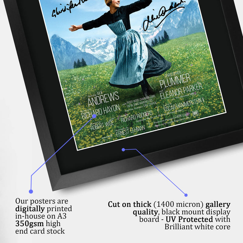 HWC Trading FR A3 The Sound of Music Movie Poster Julie Andrews Gifts Printed Poster Signed Autograph Picture for Movie Memorabilia Fans - A3 Framed