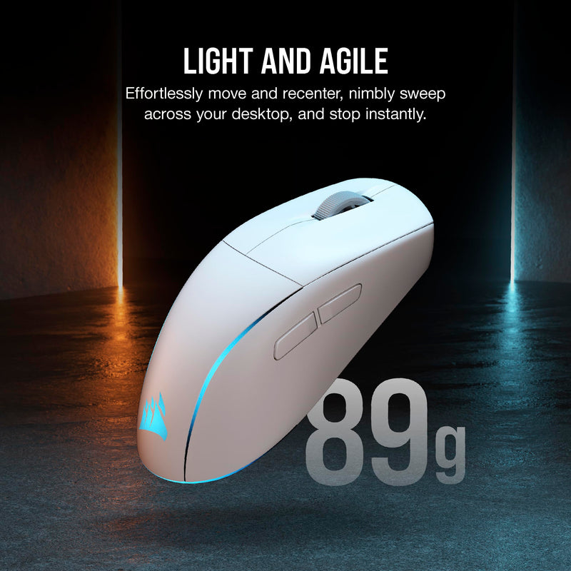 Corsair M75 WIRELESS RGB Lightweight FPS Gaming Mouse – 26,000 DPI – Swappable Side Buttons – iCUE Compatible – PC – White