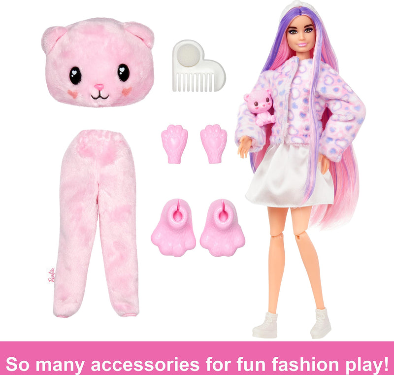 Barbie Cutie Reveal Doll & Accessories, Teddy Bear Plush Costume & 10 Surprises Including Color Change, “Love” Cozy Cute Tees, HKR04