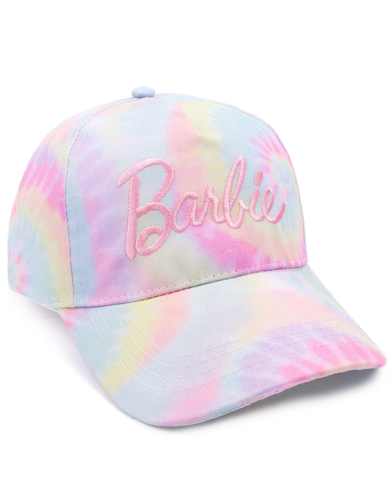 Barbie Cap for Girls | Adjustable Multicoloured Tie Dye Snapback Hat for Kids & Teens | Embroidered Classic Logo Curved Brim Cap Headwear, Soft Crown with Peak | Movie Doll Merchandise Gift for Her