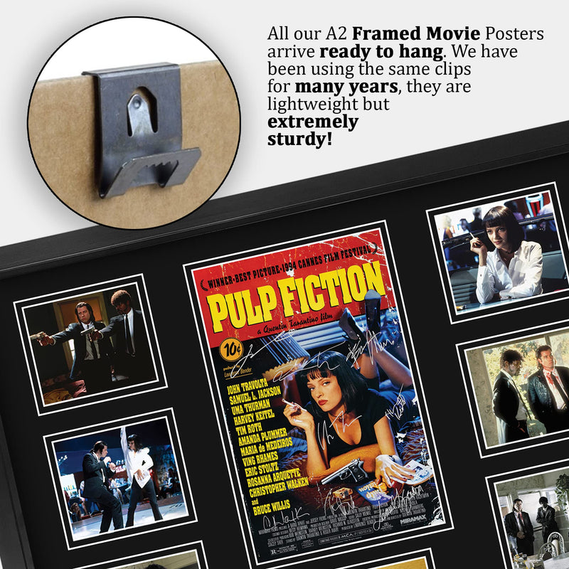 HWC Trading FR A2 Pulp Fiction Gifts Printed Signed Autograph Presentation Display Montage for Movie Memorabilia Fans - A2 Framed