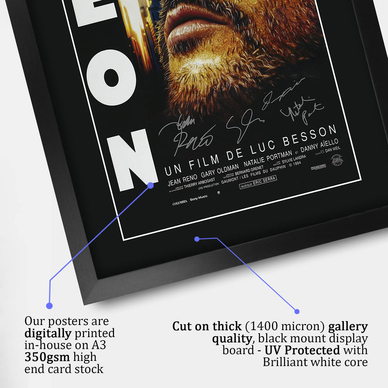 HWC Trading FR A3 Leon Jean Reno Gifts Printed Poster Signed Autograph Picture for Movie Memorabilia Fans - A3 Framed