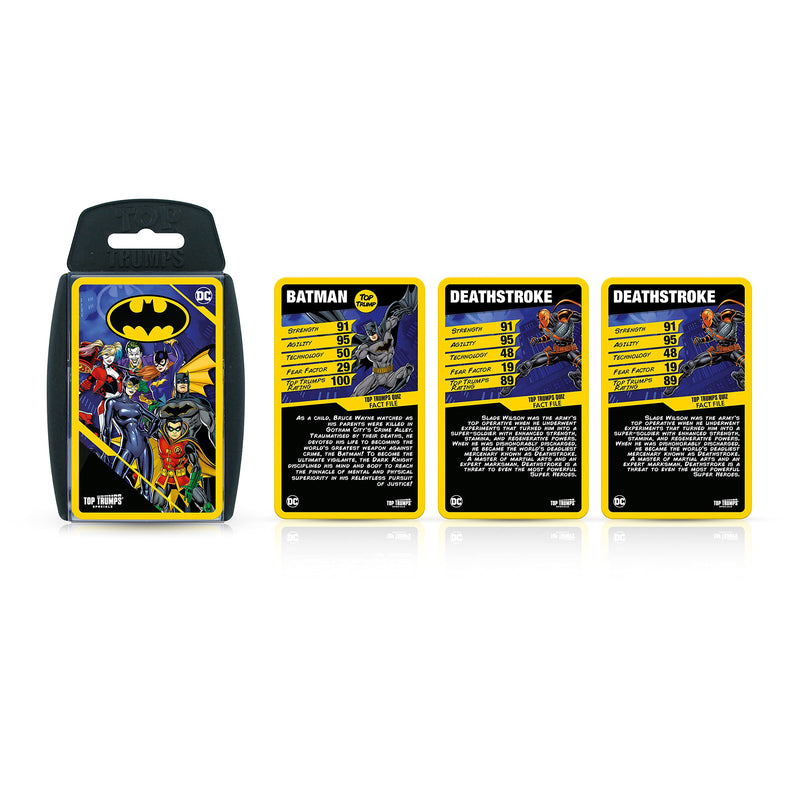 Top Trumps Batman Specials Card Game, DC Comics heroes and villains from Gotham City include Batman, The Joker, Deathstroke, Harley Quinn and Robin, gift and Toy for Boys and Girls Aged 6 plus