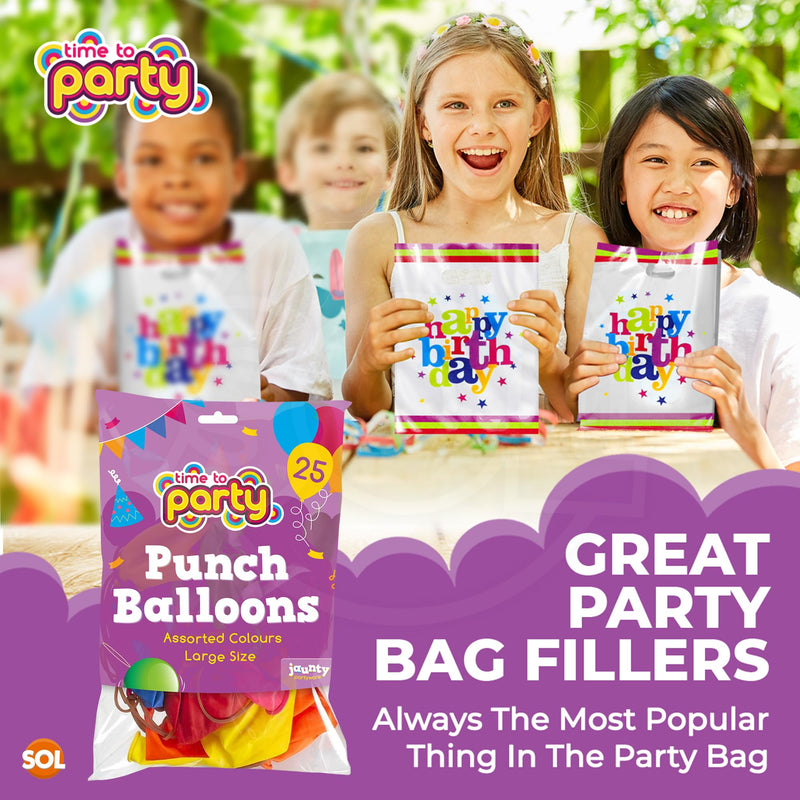 jaunty partyware 25 Large Punch Balloons for Kids Ideal Party Bag Fillers for Kids | 12" Premium Quality | Punch Balloons for Party Bags Fillers for Kids | Punch Balloon Kids Party Bag Fillers