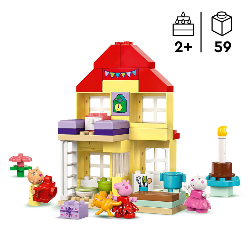 LEGO DUPLO Peppa Pig Birthday House Playset, Toddler Learning Toys for 2 Plus Year Old Girls & Boys with 3 Figures Incl. Pedro Pony and Suzy Sheep, plus Peppa's Teddy, Gift Idea 10433