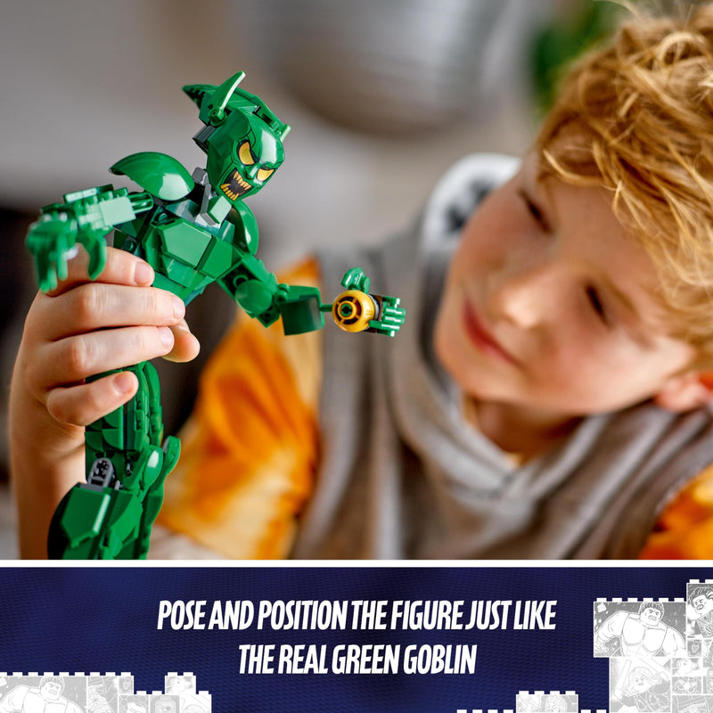 LEGO Marvel Green Goblin Construction Figure, Posable Super Villain Building Toy for 8 Plus Year Old Kids, Boys & Girls, with Glider and Pumpkin Bombs, Super-Hero Gift Idea 76284