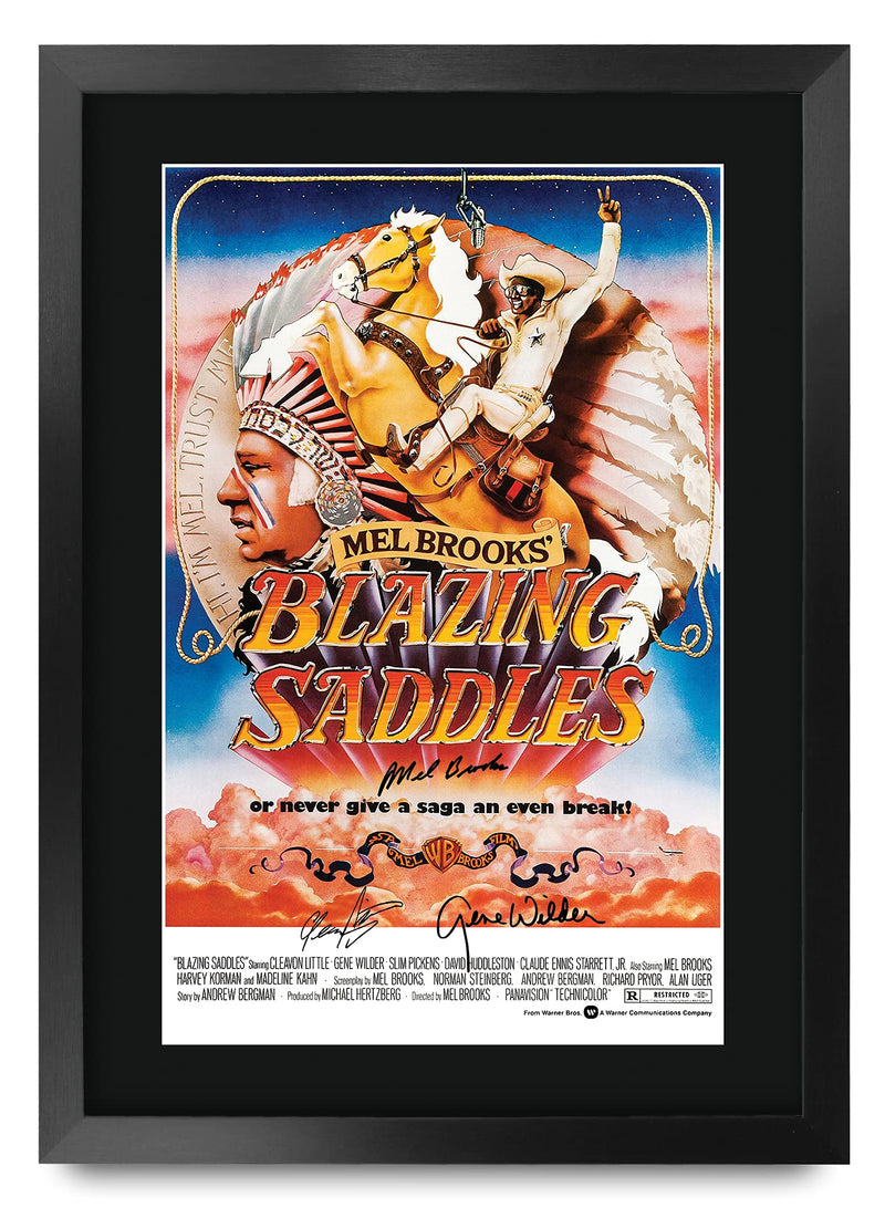 HWC Trading FR A3 Blazing Saddles Movie Poster Gene Wilder Gifts Printed Poster Signed Autograph Picture for Movie Memorabilia Fans - A3 Framed