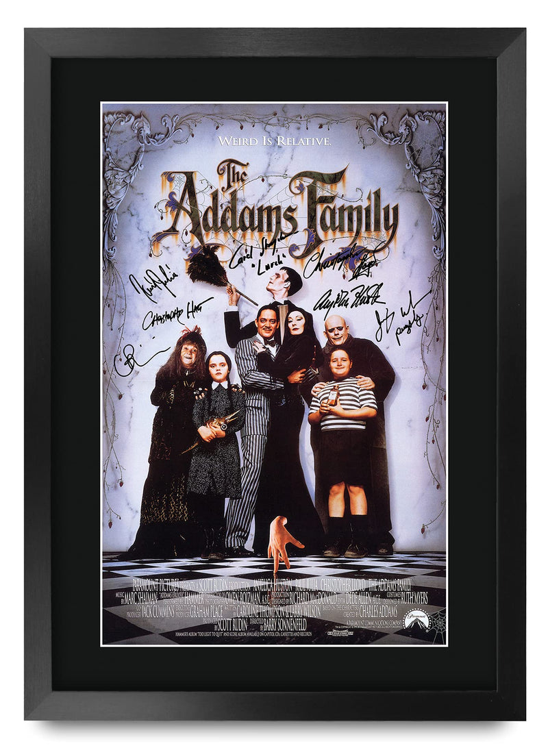 HWC Trading FR A3 The Addams Family Movie Poster Christina Ricci, Christopher Lloyd Gifts Printed Poster Signed Autograph Picture for Movie Memorabilia Fans - A3 Framed