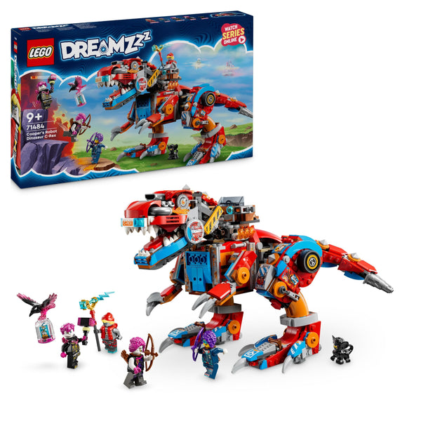 LEGO DREAMZzz Cooper’s Robot Dinosaur C-Rex Set, T. rex Dino Action Figure Rebuilds into a Cool Pterodactyl Toy for 9 Plus Year Old Boys and Girls, Creative Birthday Gift for Kids 71484
