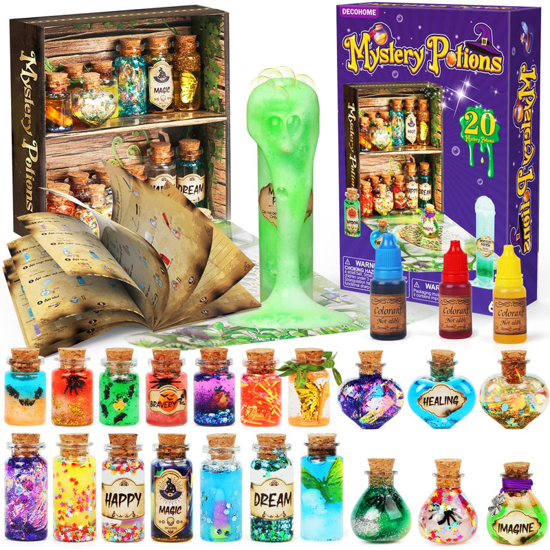 DECOHOME Mystery Potions Kit for Kids, 20 Magic Mix Wizard Potion Bottles, Craft Toys Creative Christmas Birthday Gifts for Boys & Girls Age 6 7 8 9 10+