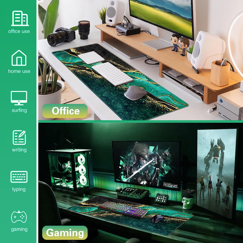 Acezeek Large Mouse Mat,Gaming Mouse Pad,900X400mm(35.4X15.7in) XXL Mousepad,Desk Protector Mat with Anti-Slip Base,Waterproof&Durable Mousemat for Gaming,Office,Home(Dark Green Marble)