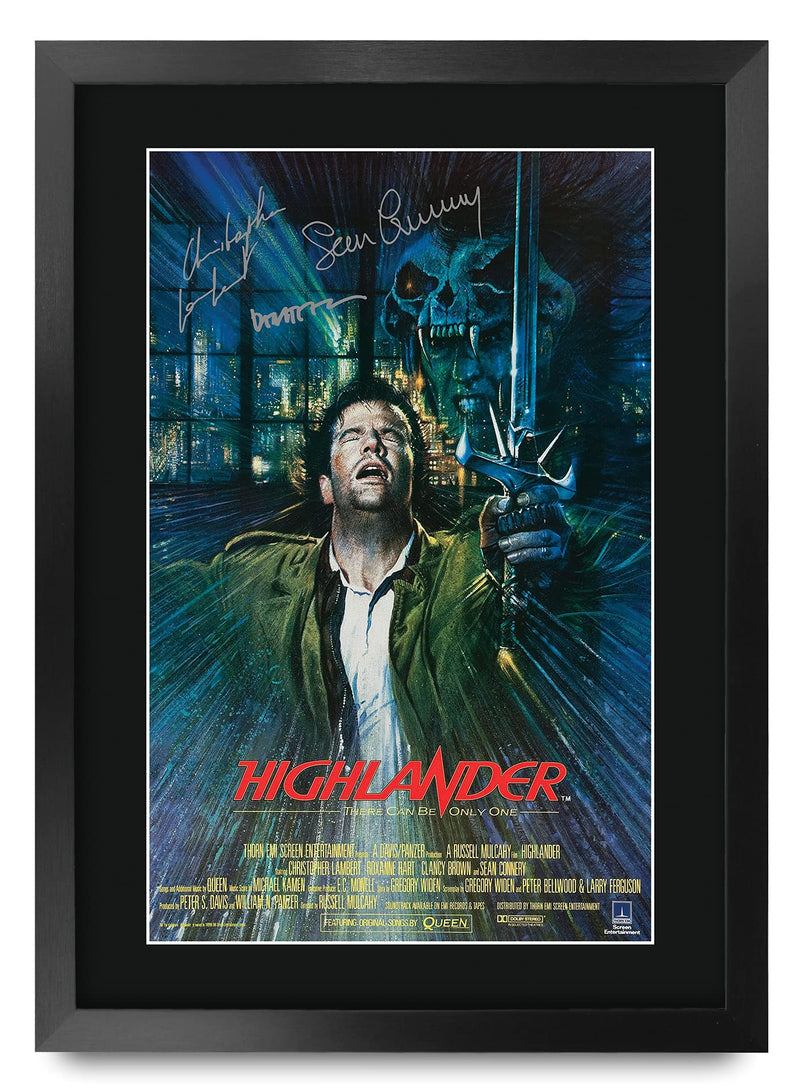 HWC Trading FR A3 Highlander Christopher Lambert Gifts Printed Poster Signed Autograph Picture for Movie Memorabilia Fans - A3 Framed