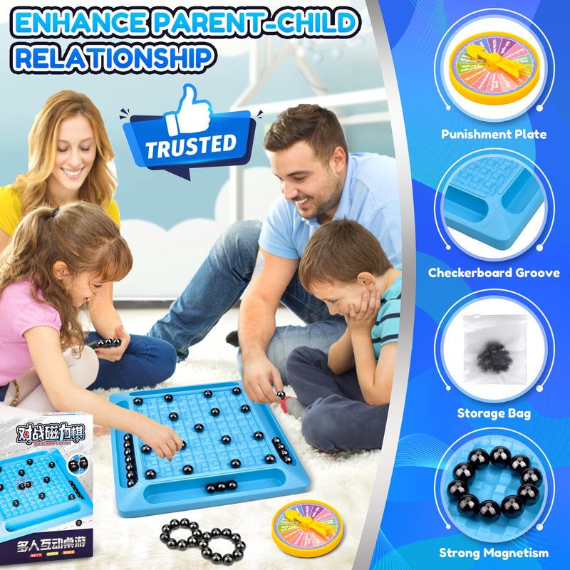 Upgraded Magnetic Chess Game, Magnet Game, Portable Magnetic Stones Game Chess Board, Fun Table Top Magnet Game Strategy Game for Kids & Adults Family Party Games.