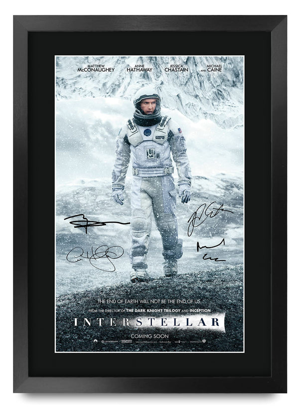 HWC Trading FR A3 Interstellar Matthew McConaughey, Anne Hathaway Gifts Printed Poster Signed Autograph Picture for Movie Memorabilia Fans - A3 Framed