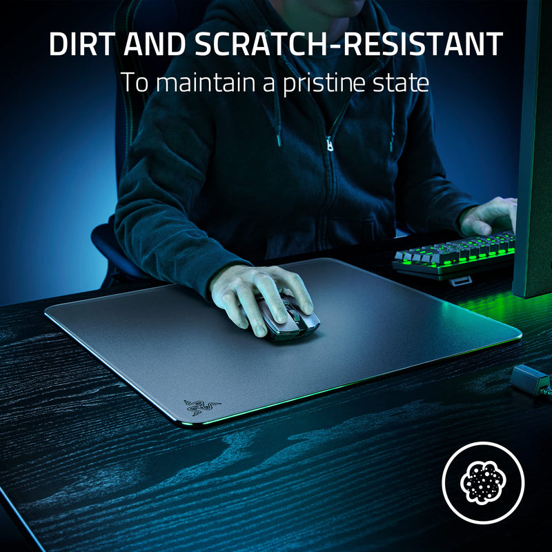 Razer Atlas - Glass Mouse Mat (Premium Tempered Glass, Ultra-Smooth Surface, Micro-Etched Surface, Dirt and Scratch-Resistant, Quieter Mouse Movements, Anti-Slip Rubber Base) Black