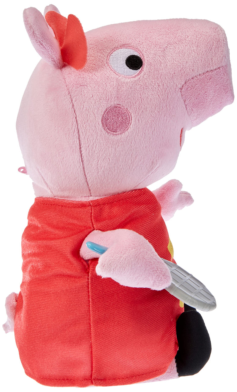 Peppa Pig Grunz-mit-mir-Peppa, Singing Plush Doll with Red Dress and Bow, Sings 3 Songs from the Series, Suitable from 3 Years