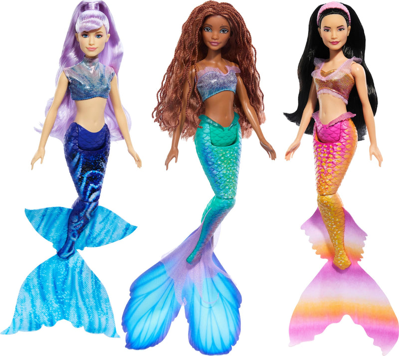 Mattel Disney The Little Mermaid Ariel Sisters Doll Set with 3 Fashion Mermaid Dolls, Includes Mala, Karina, and Ariel, HND29