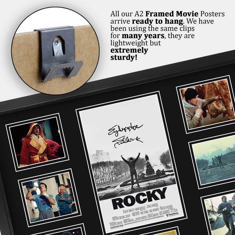 HWC Trading FR A2 Rocky 1 Gifts Printed Signed Autograph Presentation Display Montage for Movie Memorabilia Fans - A2 Framed