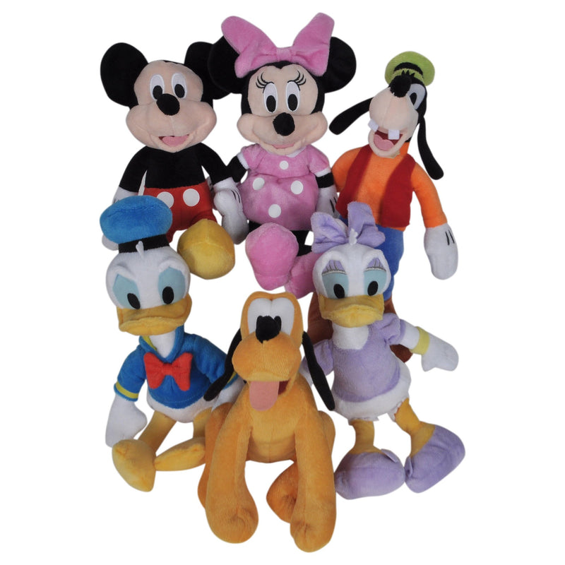 Disney 11" Plush Mickey Minnie Mouse Donald Daisy Duck Goofy Pluto 6-Pack in Tote Bag