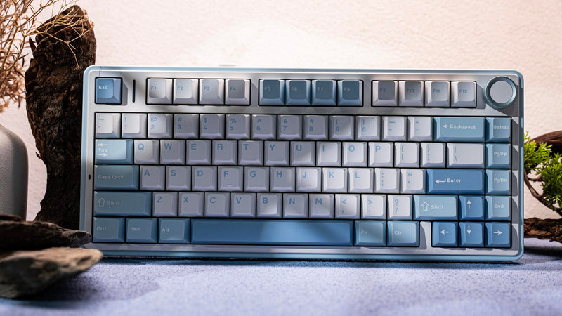 EPOMAKER x AULA F75 Gasket Mechanical Keyboard, 75% Wireless Gaming Keyboard with Five-Layer Padding&Knob, Bluetooth/2.4GHz/USB-C Hot Swappable Keyboard, NKRO, RGB (Sea Salt Blue, Graywood V3 Switch)