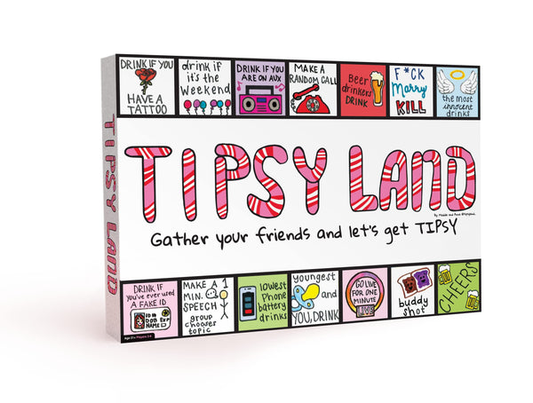 Tipsy Land Your New Favorite Party Board Game, 75+ Unique Spaces for Calling Out Friends, Silly Dares & Confessions, Mini Competitions, Includes “Never Have I Ever” Cards