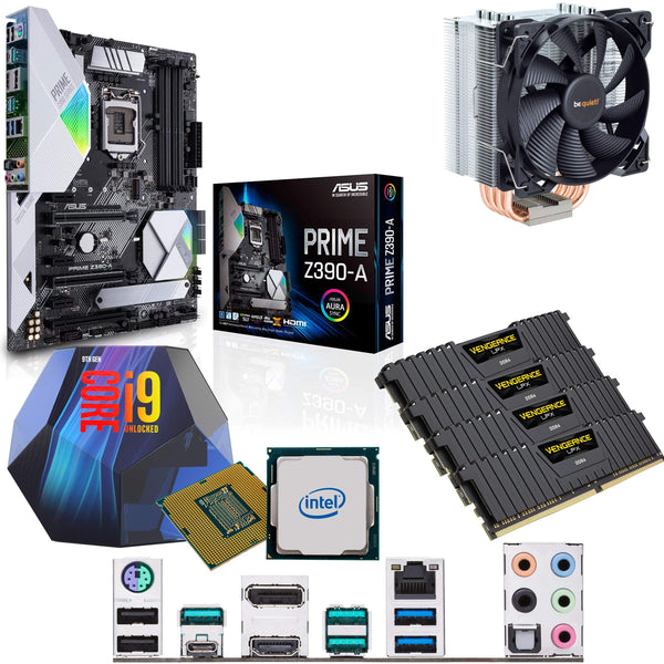 Components4All Intel Coffee Lake Core i9 9900K 3.6GHz (5.0GHz Turbo) CPU, Asus PRIME Z390-A Motherboard, 32GB 3200MHz Corsair DDR4 RAM & BeQuiet Pure Rock 120mm CPU Cooler Pre-Built Bundle