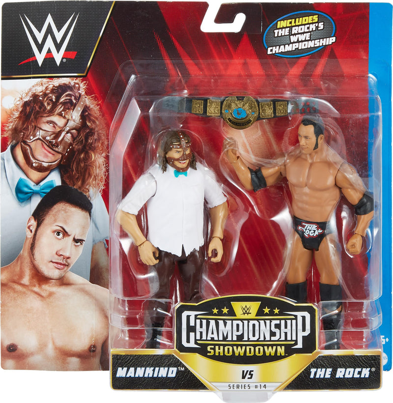 Mattel WWE Action Figure Battle Pack 2 Pack with WWE Championship Title Championship Showdown The Rock vs Mankind (HLL81)