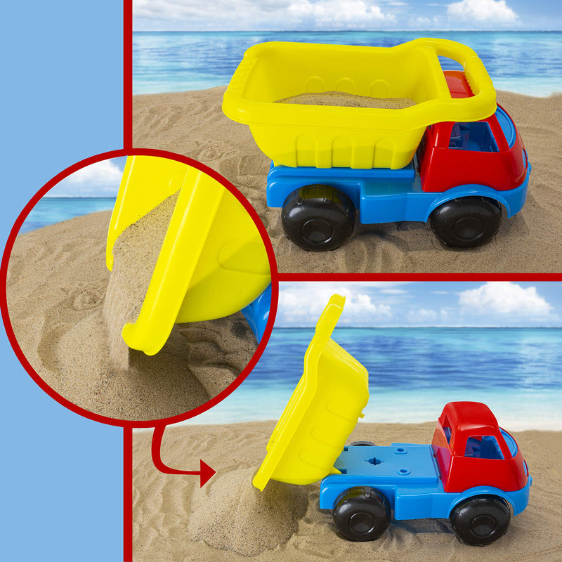 abeec Truck Beach Toy Set – Outdoor Water and Sand Toys for Kids 18m+ - Set Includes: Truck, Watering Can, Sand Moulds, Fork and More – Beach Toys for Water Play