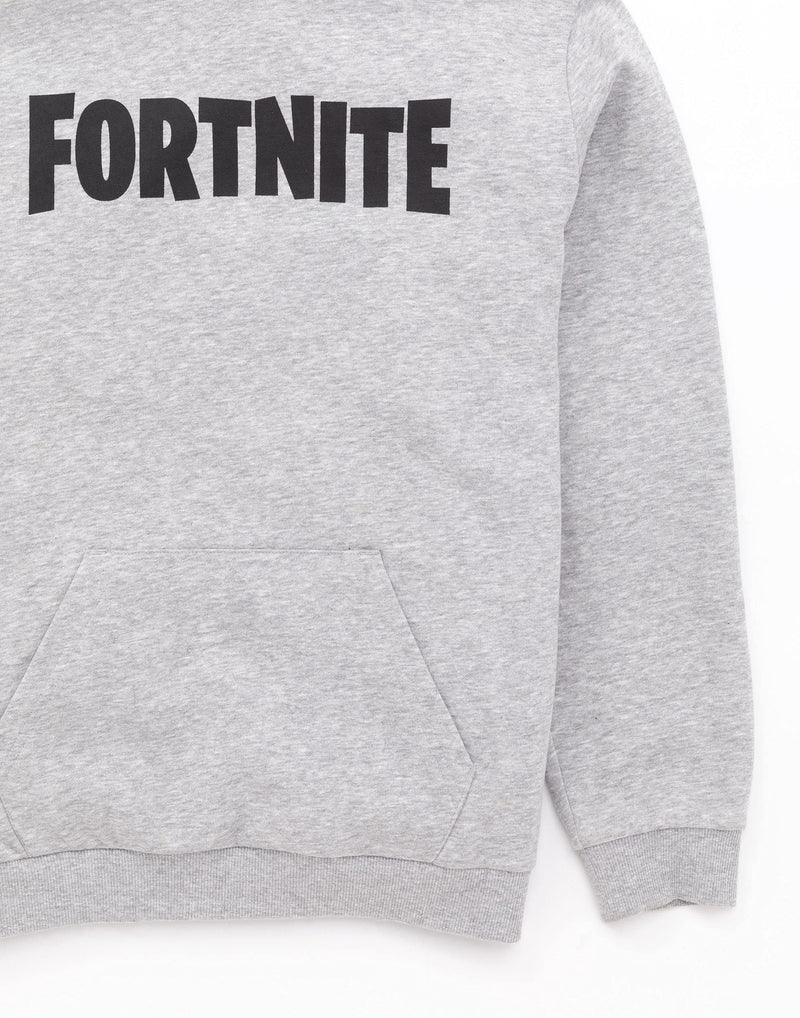 Fortnite Hoodie For Boys & Girls | Kids Battle Royale Logo Grey Blue or Black Sweatshirt With Drawstring Hood | Video Game Merchandise Clothing