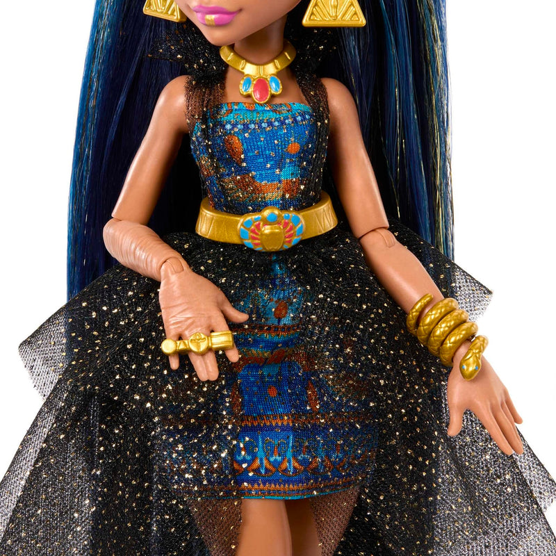 Monster High Monster Ball Doll, Cleo De Nile in Party Dress with Themed Accessories Including Scepter & Cupcakes