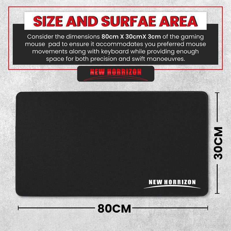 New Horrizon Gaming Mouse Pad, non-slip large gaming mouse mat for desk keyboard, mousepad office home, stitched edges, 800 * 300 * 30mm XL mouse pad 80x30x3cm rubber base