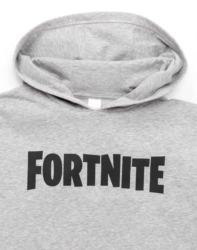 Fortnite Hoodie For Boys & Girls | Kids Battle Royale Logo Grey Blue or Black Sweatshirt With Drawstring Hood | Video Game Merchandise Clothing