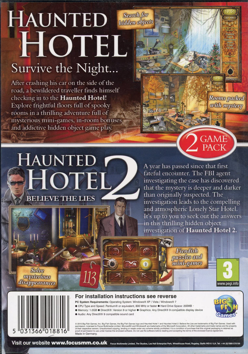 The Hidden Mystery Collectives Volume 1: Haunted Hotel and Haunted Hotel 2 Believe the Lies (PC CD)