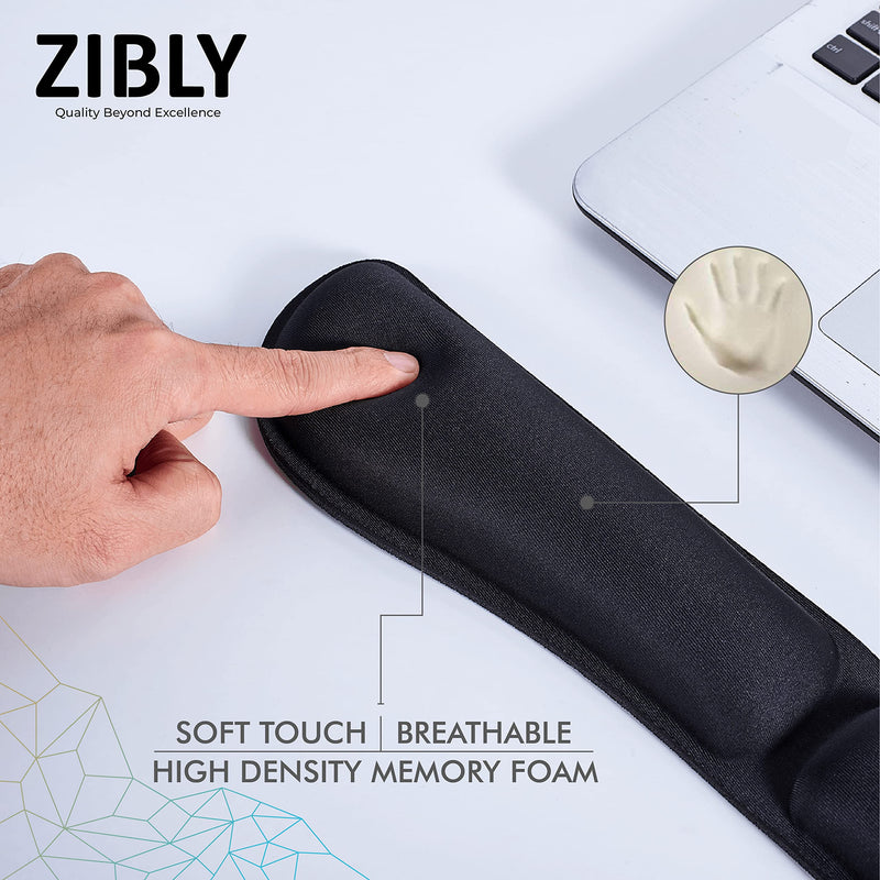 ZIBLY Wrist Rest Keyboard and Mouse Set - Non-Slip Ergonomic Wrist Cushion Support Pad - Easy Typing, Pain Relief – Premium Silky Gel Memory Foam for Work from Home Gaming Computer Laptop