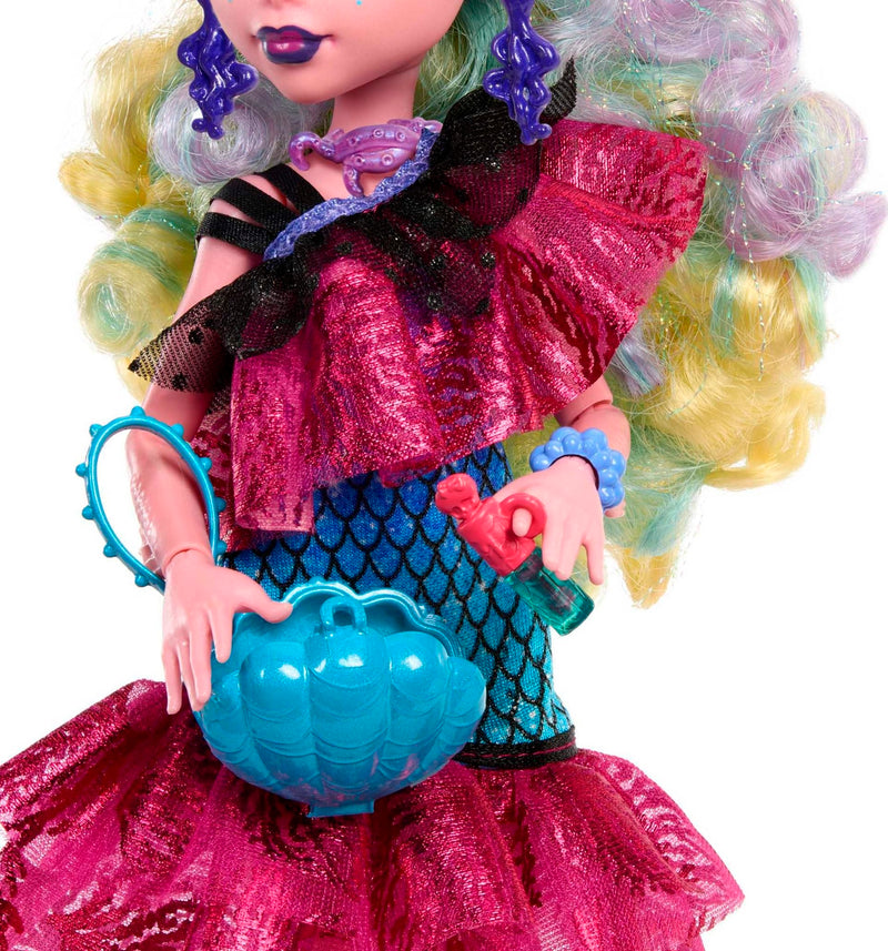 Monster High Monster Ball Doll, Lagoona Blue in Party Dress with Themed Accessories Including Balloons & Punch Bowl