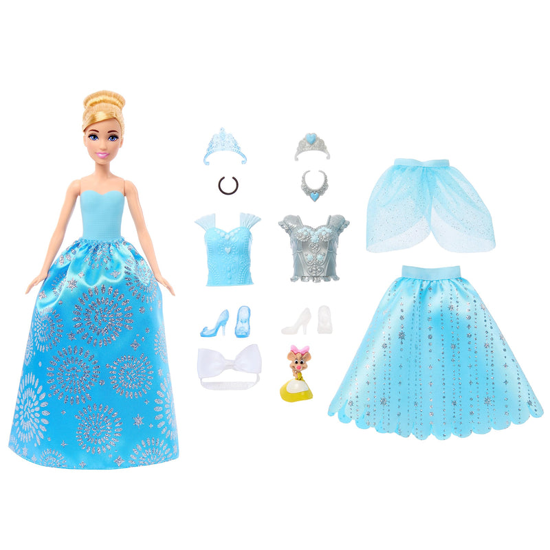 Mattel Disney Princess Toys, Cinderella Fashion Doll and Friend with 12 Surprise Fashions and Accessories, Inspired by the Disney Movie, Gifts for Kids, HMK53