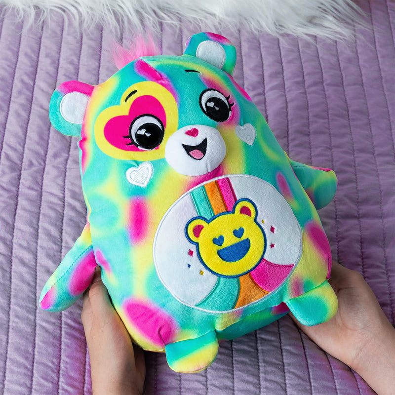 Care Bears , Good Vibes Bear 25cm Squishes , Collectable Cute Plush Toy, Cuddly Toys for Children, Soft Toys for Girls and Boys, Cute Teddies Suitable for Girls and Boys Ages 4+ , Basic Fun 22721